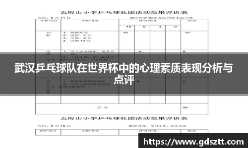 武汉乒乓球队在世界杯中的心理素质表现分析与点评